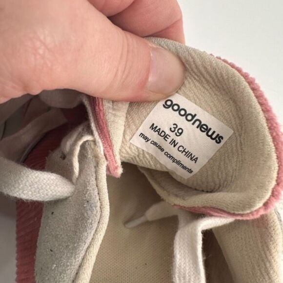 GOOD NEWS Kook suede-trimmed corduroy sneakers Pink Size 39 US Size 9 Platform - Picture 7 of 10